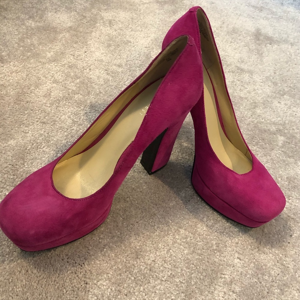 Nine West Suede Square Toe Heels
